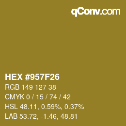 Color code: HEX #957F26 | qconv.com