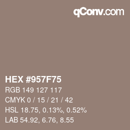 カラーコード: HEX #957F75 | qconv.com