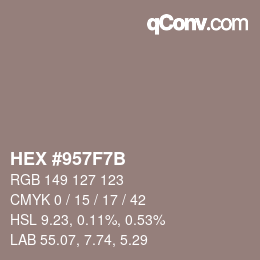 Color code: HEX #957F7B | qconv.com