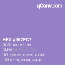 カラーコード: HEX #957FC7 | qconv.com