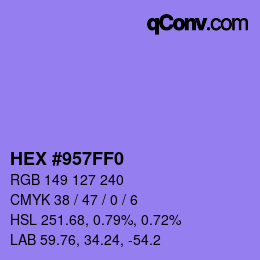 カラーコード: HEX #957FF0 | qconv.com