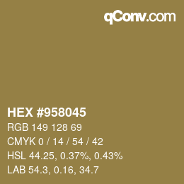 Color code: HEX #958045 | qconv.com