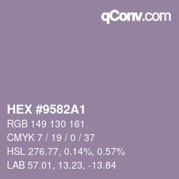 Código de color: HEX #9582A1 | qconv.com