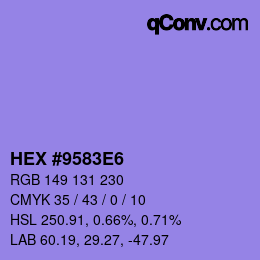 颜色代码: HEX #9583E6 | qconv.com