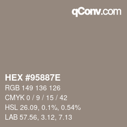 Color code: HEX #95887E | qconv.com