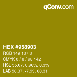 颜色代码: HEX #958903 | qconv.com