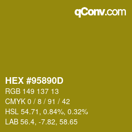 Color code: HEX #95890D | qconv.com