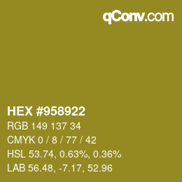 Color code: HEX #958922 | qconv.com