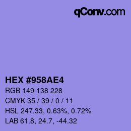 カラーコード: HEX #958AE4 | qconv.com