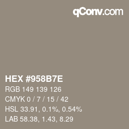 Color code: HEX #958B7E | qconv.com