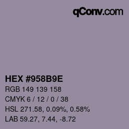 Farbcode: HEX #958B9E | qconv.com
