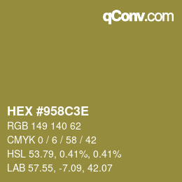 Color code: HEX #958C3E | qconv.com - big