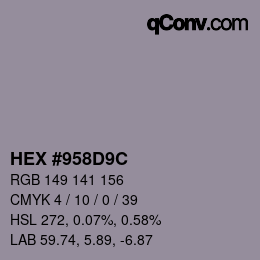 颜色代码: HEX #958D9C | qconv.com