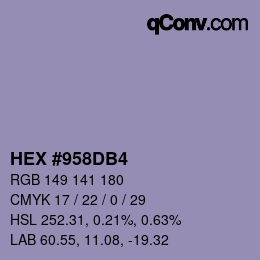 Código de color: HEX #958DB4 | qconv.com