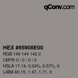 Color code: HEX #95908E00 | qconv.com