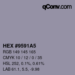Color code: HEX #9591A5 | qconv.com