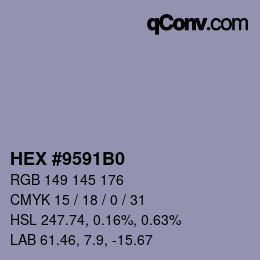 カラーコード: HEX #9591B0 | qconv.com