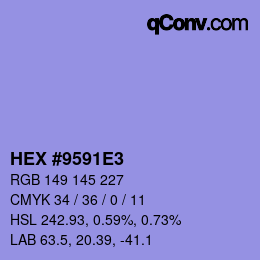 颜色代码: HEX #9591E3 | qconv.com