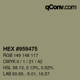 Farbcode: HEX #959475 | qconv.com