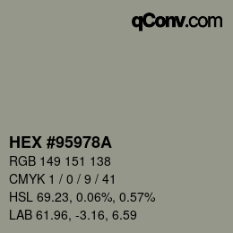 Color code: HEX #95978A | qconv.com