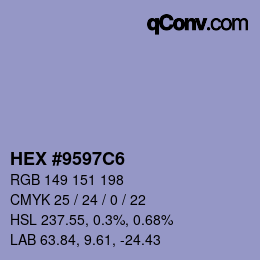 Color code: HEX #9597C6 | qconv.com