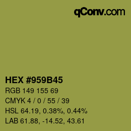 Farbcode: HEX #959B45 | qconv.com