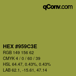 Color code: HEX #959C3E | qconv.com