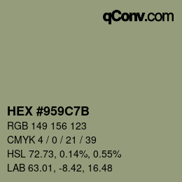 Color code: HEX #959C7B | qconv.com