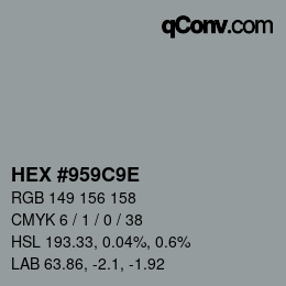 颜色代码: HEX #959C9E | qconv.com