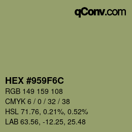 颜色代码: HEX #959F6C | qconv.com