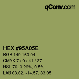 Código de color: HEX #95A05E | qconv.com