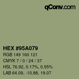 Farbcode: HEX #95A079 | qconv.com