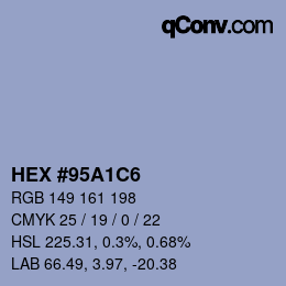 Color code: HEX #95A1C6 | qconv.com