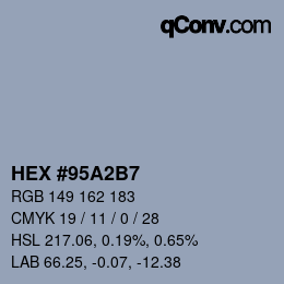 Farbcode: HEX #95A2B7 | qconv.com
