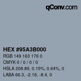 Color code: HEX #95A3B000 | qconv.com