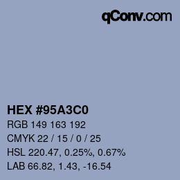 Color code: HEX #95A3C0 | qconv.com