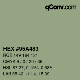 カラーコード: HEX #95A483 | qconv.com