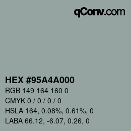 Farbcode: HEX #95A4A000 | qconv.com