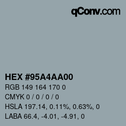 Color code: HEX #95A4AA00 | qconv.com