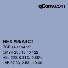 Farbcode: HEX #95A4C7 | qconv.com