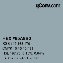 Color code: HEX #95A8B0 | qconv.com