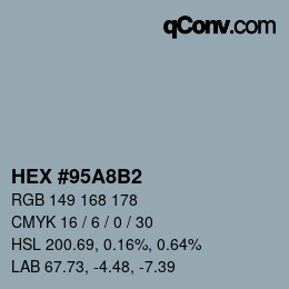Código de color: HEX #95A8B2 | qconv.com