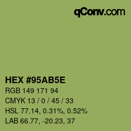 Color code: HEX #95AB5E | qconv.com