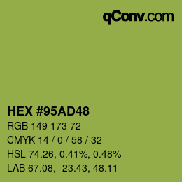 Farbcode: HEX #95AD48 | qconv.com
