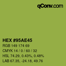 カラーコード: HEX #95AE45 | qconv.com