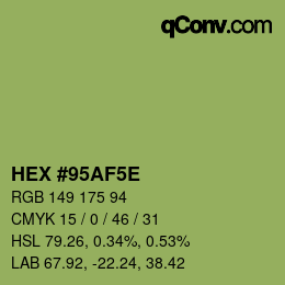 Código de color: HEX #95AF5E | qconv.com