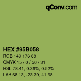 カラーコード: HEX #95B058 | qconv.com