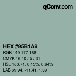 Farbcode: HEX #95B1A8 | qconv.com