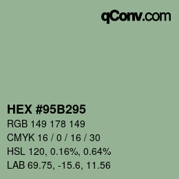 颜色代码: HEX #95B295 | qconv.com