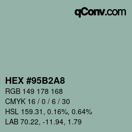 Farbcode: HEX #95B2A8 | qconv.com
